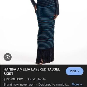 Hanifa Black and Teal Layered Pencil Skirt